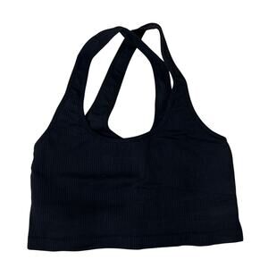 Spiritual Gangster women's Black Criss Cross Crop Tank Bra Size XS Small